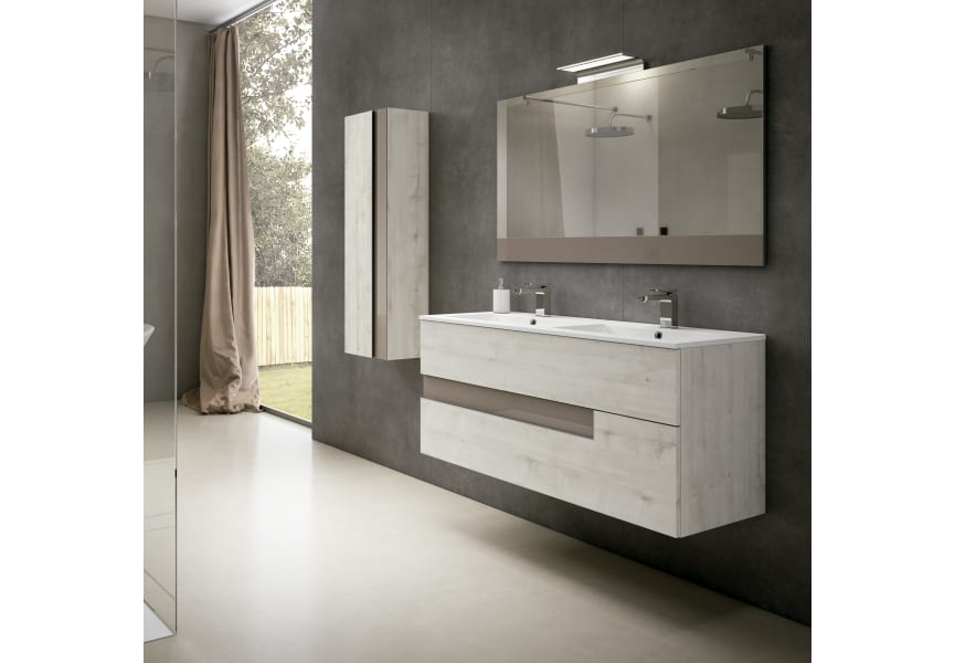 Trágico Oposición Disturbio Conjunto mueble de baño Vision suspendido 2 cajones lavabo doble poza 120  cm Viso Bath | Decorabaño [2023]