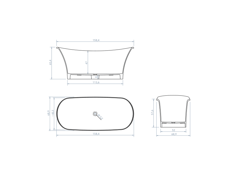 Bañera exenta Lyra  Bruntec croquis 1