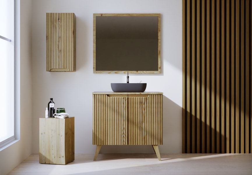 Mueble de baño con encimera de madera maciza Alpes 14 Bruntec principal 0