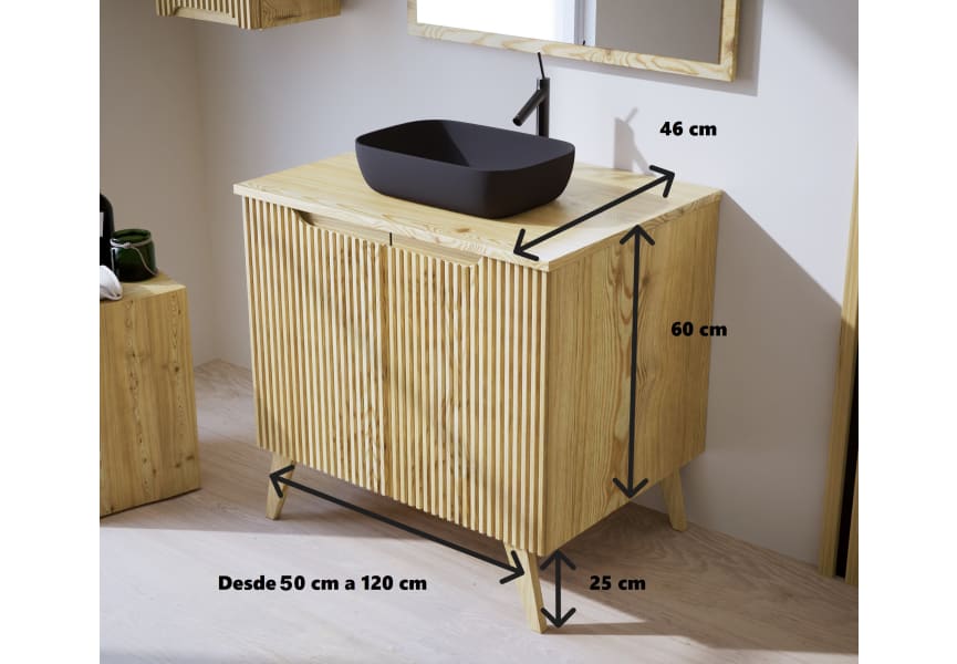 Mueble de baño con encimera de madera maciza Alpes 14 Bruntec croquis 4