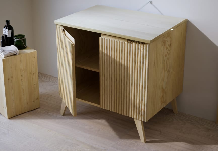 Mueble de baño con encimera de madera maciza Alpes 14 Bruntec detalle 2