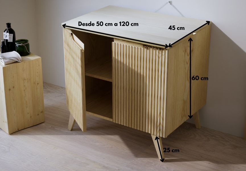Mueble de baño con encimera de madera maciza Alpes 14 Bruntec croquis 4