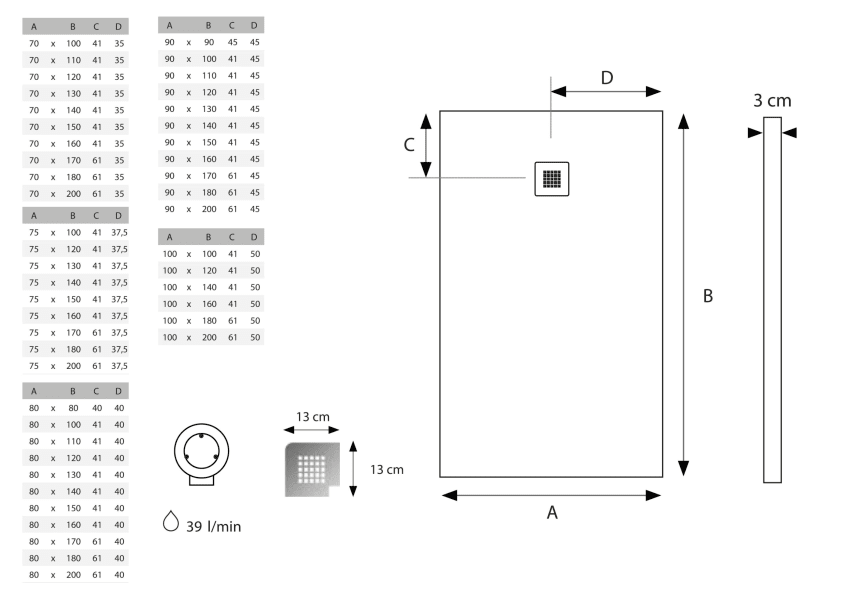 Plato de ducha Solid Surface Cirat Hidronatur croquis 3