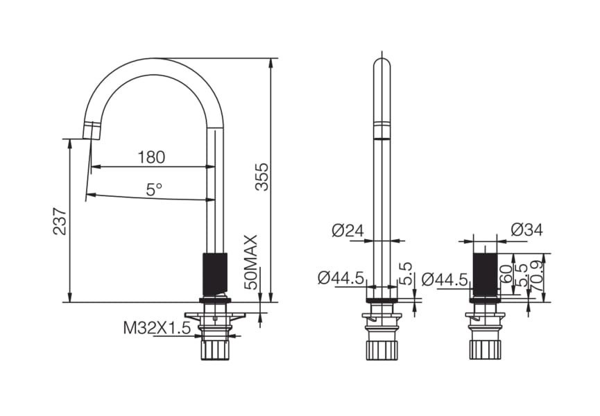 Grifo de cocina Manacor de Imex croquis 7