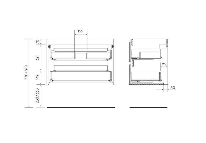Conjunto mueble de baño Born Salgar croquis 8