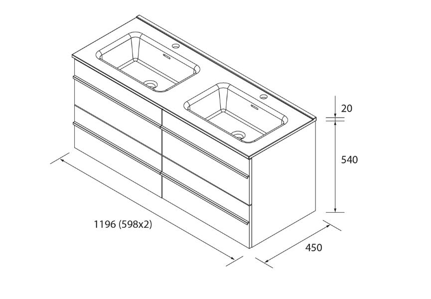 Conjunto mueble de baño Born Salgar croquis 5