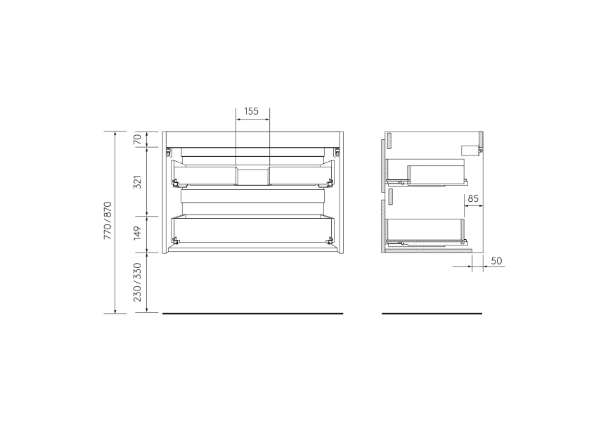 Conjunto mueble de baño Born Salgar croquis 8