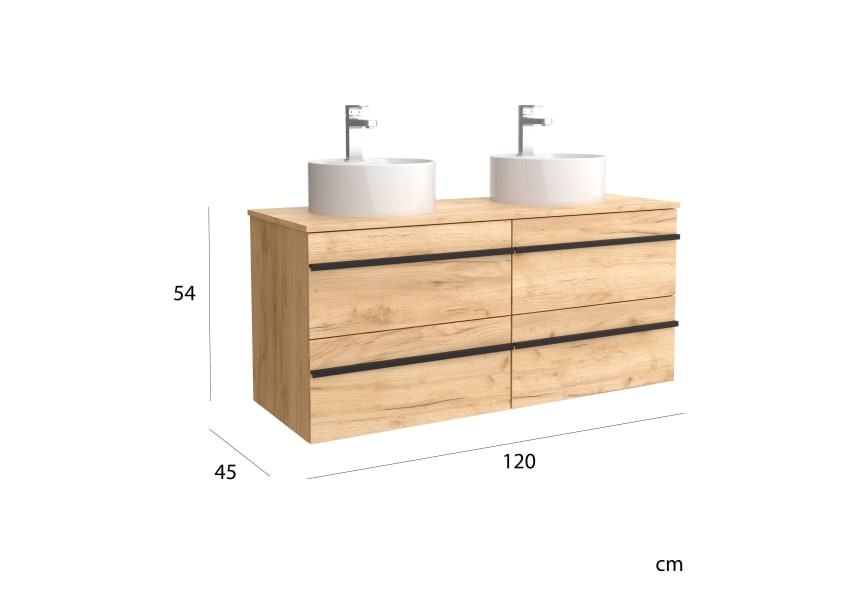 Conjunto mueble de baño con lavabo sobre encimera Born Salgar Detalle 4