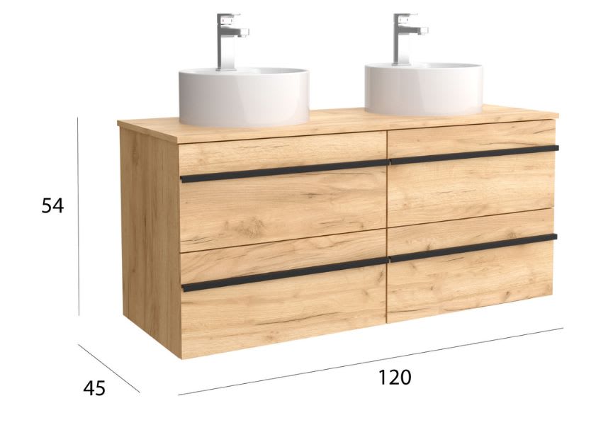 Conjunto mueble de baño con lavabo sobre encimera Born Salgar detalle 3