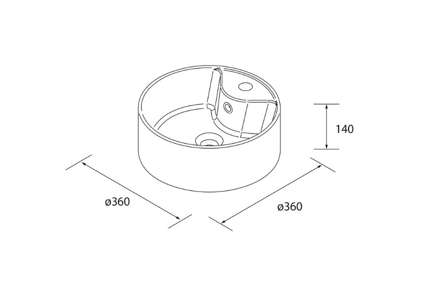 Conjunto mueble de baño con lavabo sobre encimera Born Salgar croquis 6