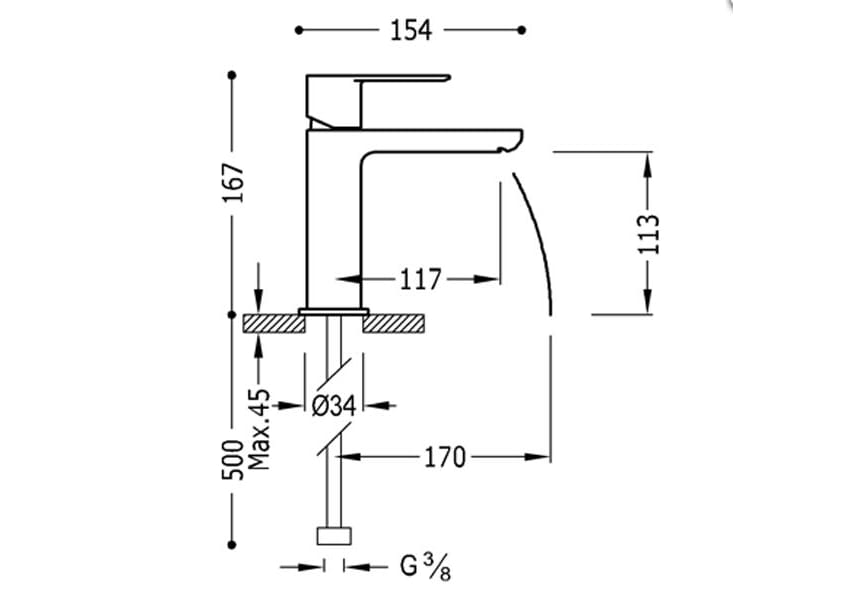 Pack grifo de lavabo + grifo de ducha monomando Loft Tres croquis 4