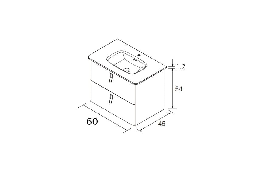 Conjunto mueble de baño con lavabo de ceramica Uniiq Salgar croquis 6