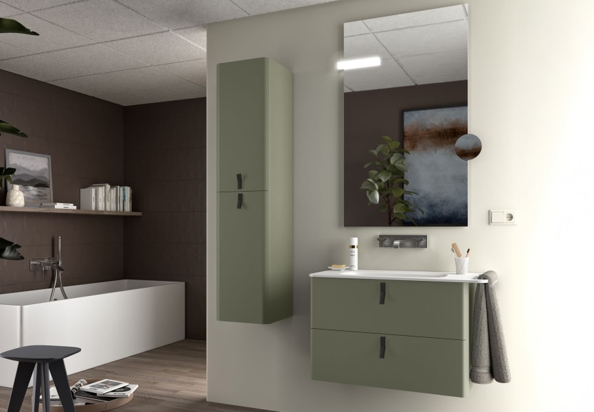 Conjunto mueble de baño con lavabo mineral solid Uniiq Salgar ambiente 5