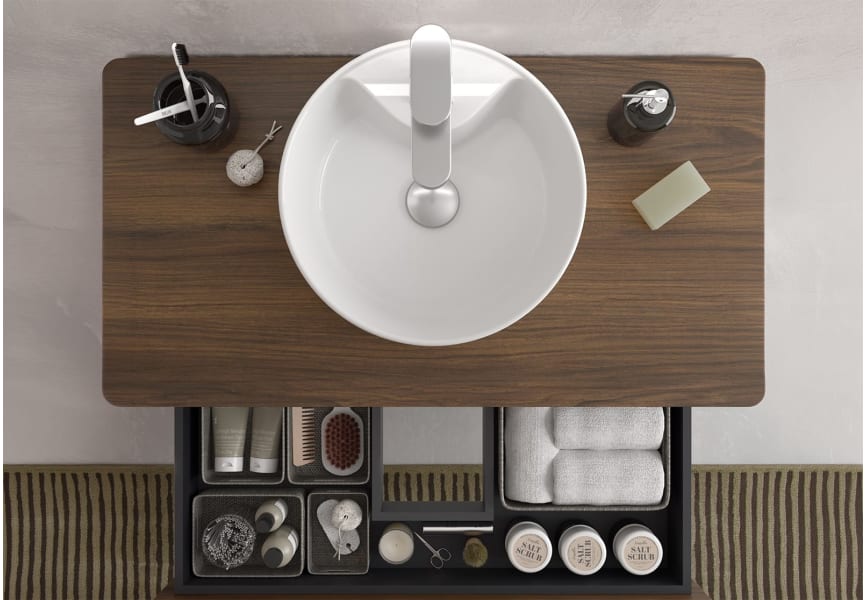 Conjunto mueble de baño Leni Salgar con lavabo sobre encimera detalle 9