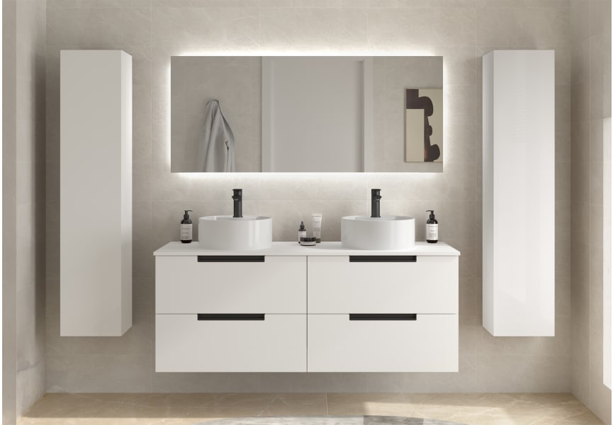 Conjunto mueble de baño Leni Salgar con lavabo sobre encimera principal 4