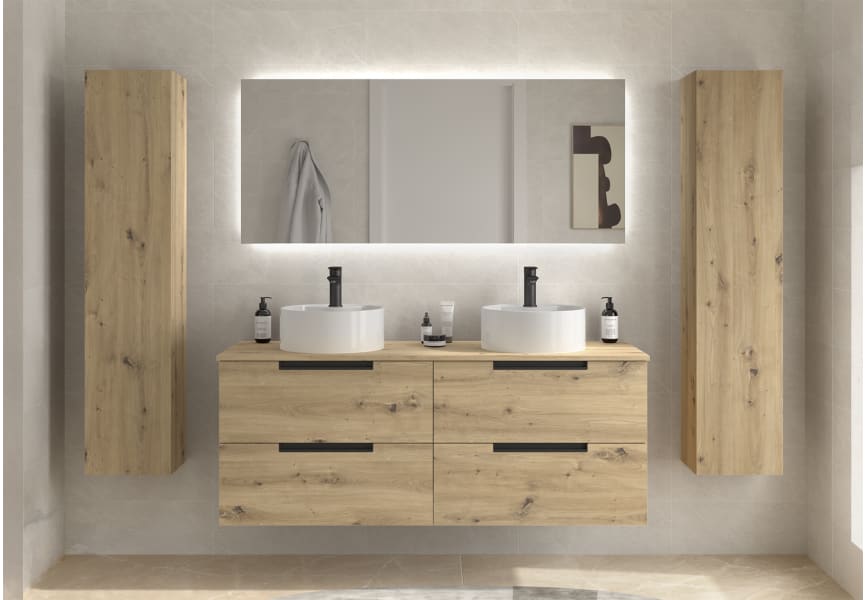 Conjunto mueble de baño Leni Salgar con lavabo sobre encimera principal 2