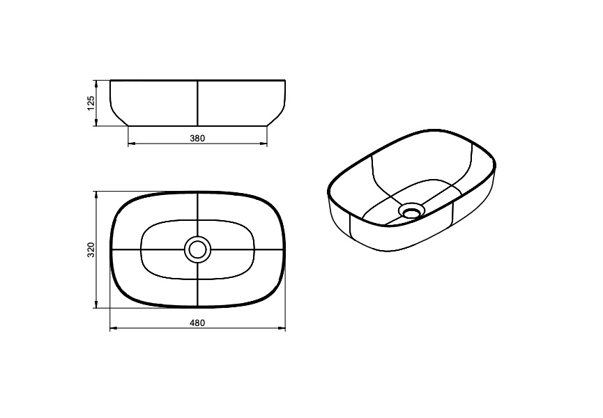 Lavabo sobre encimera Artic Viso croquis 2