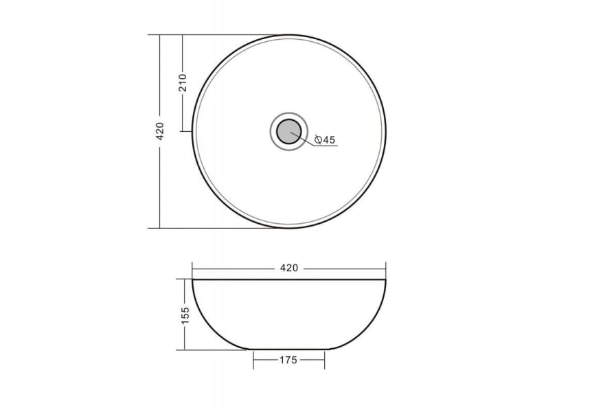 Lavabo sobre encimera Villarreal Bathco croquis 2