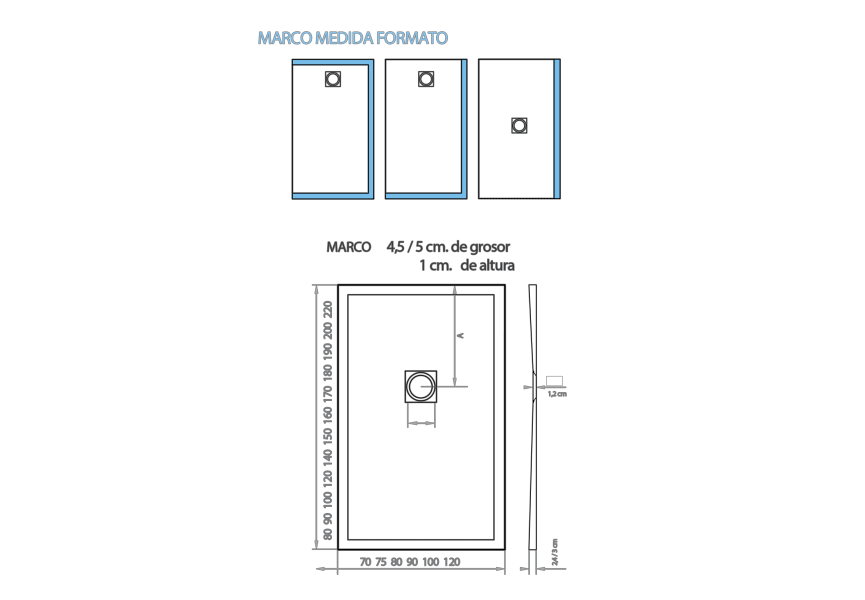 Plato de ducha resina Frame Bruntec croquis 9