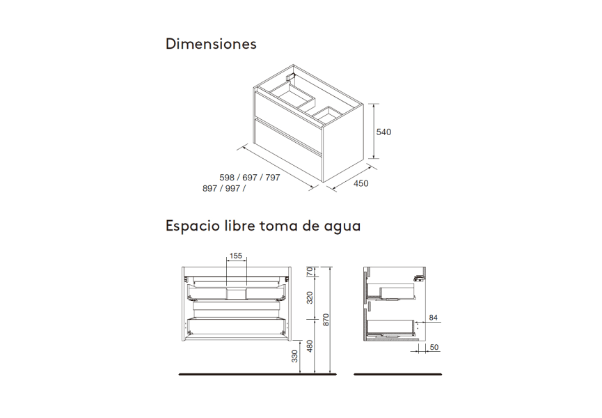 Conjunto mueble de baño Noja Salgar Croquis 28