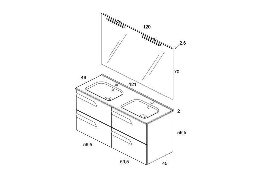 Conjunto mueble de baño Vitale Royo croquis 6