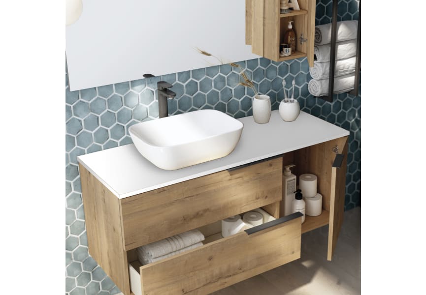 Mueble de baño con encimera de Solid Surface Coban Bruntec Detalle 2
