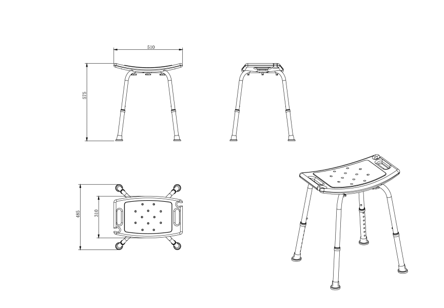 Taburete de baño PMR Medimex croquis 1