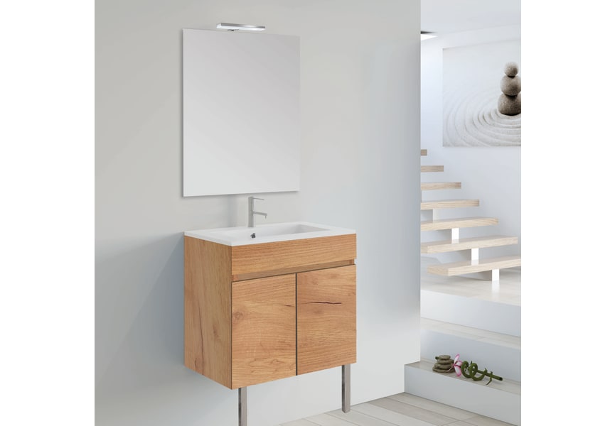 Mueble de baño con Patas y Lavabo de Porcelana con 2 Puertas- 60/80cm -  Varios Colores - Modelo Luup - THERMIKET