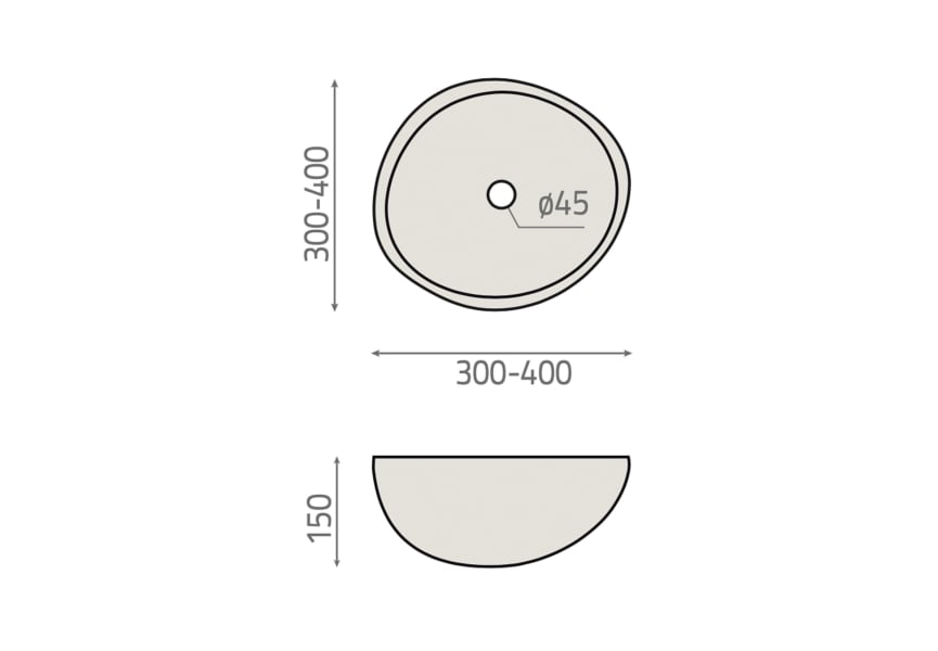Lavabo sobre encimera Laguna Bathco croquis 1