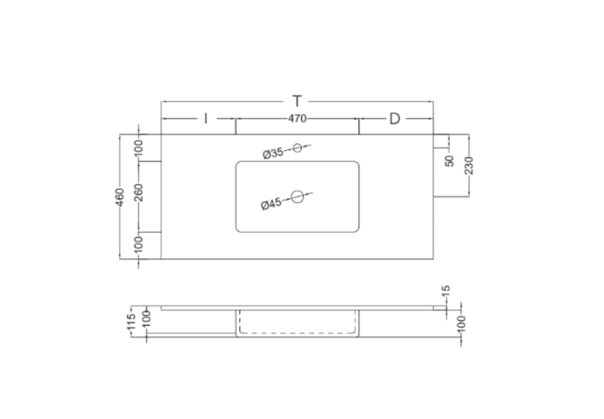 Lavabo encastrado Mara Masai Coycama croquis 18