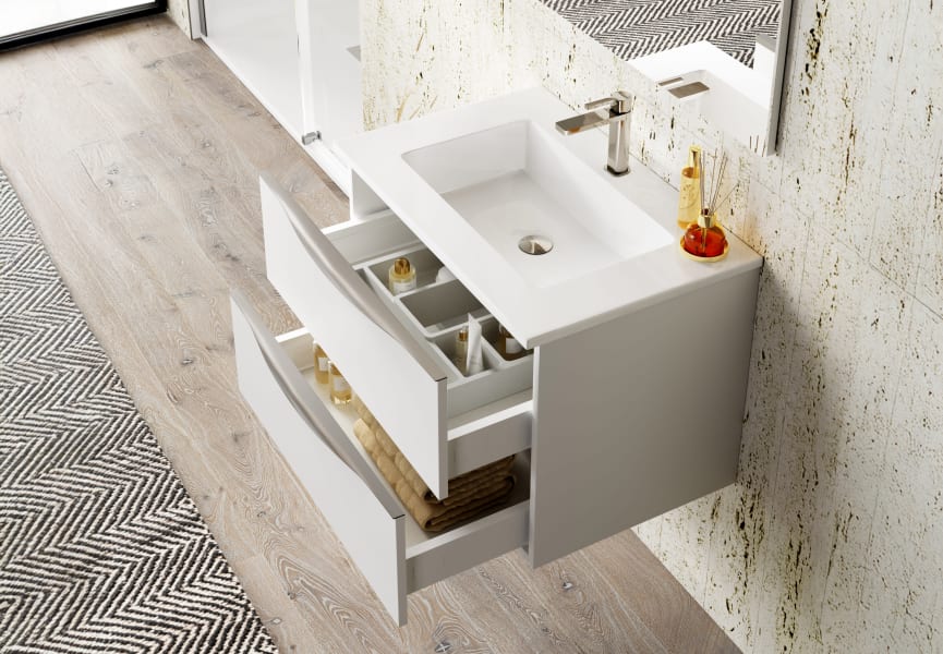 Mueble de baño con encimera de madera Landes Coycama detalle 1