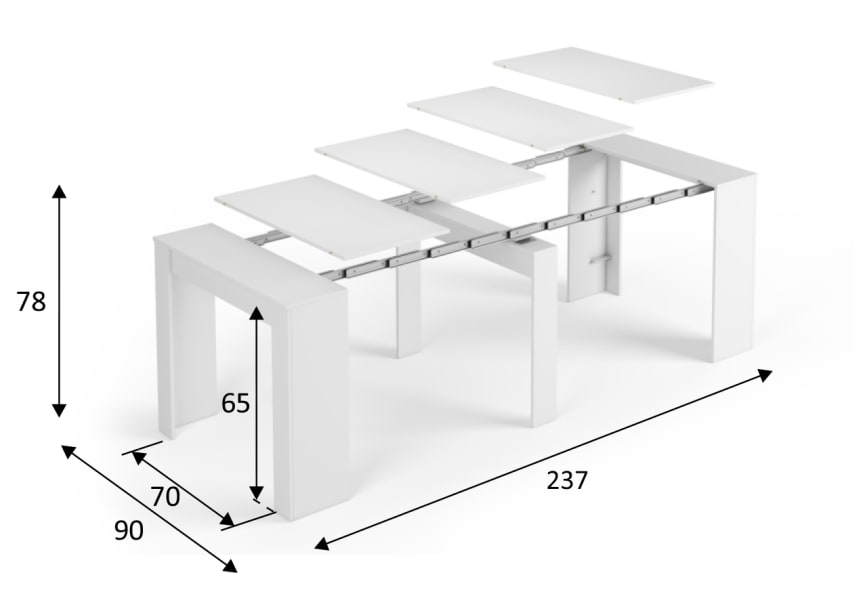 Mesa multifunción extensible Bruntec croquis 12