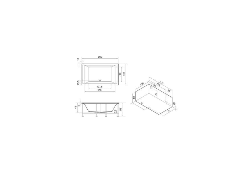 Bañera Elite Oasis Star croquis 1
