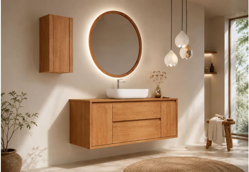 Mueble de baño con encimera de madera maciza Alpes 13 Bruntec ambiente 4