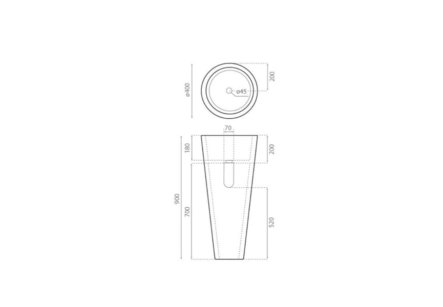 Lavabos de pie Java Bathco croquis 4