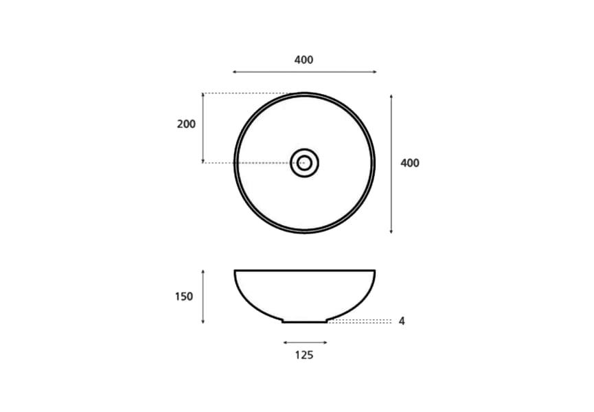 Lavabo sobre encimera New Lys Bathco croquis 1