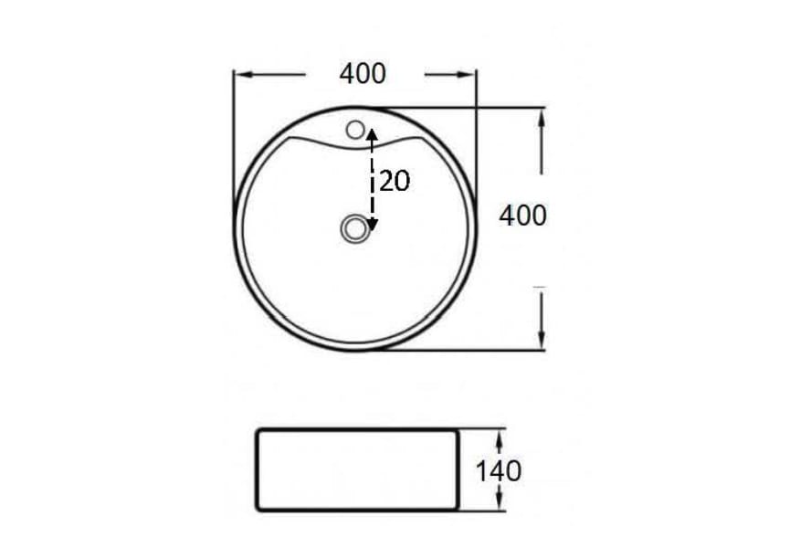 Lavabo sobre encimera Maro Bruntec croquis 3