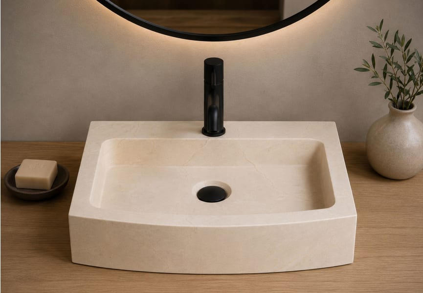 Lavabo de mármol natural Pazant Bruntec detalle 1