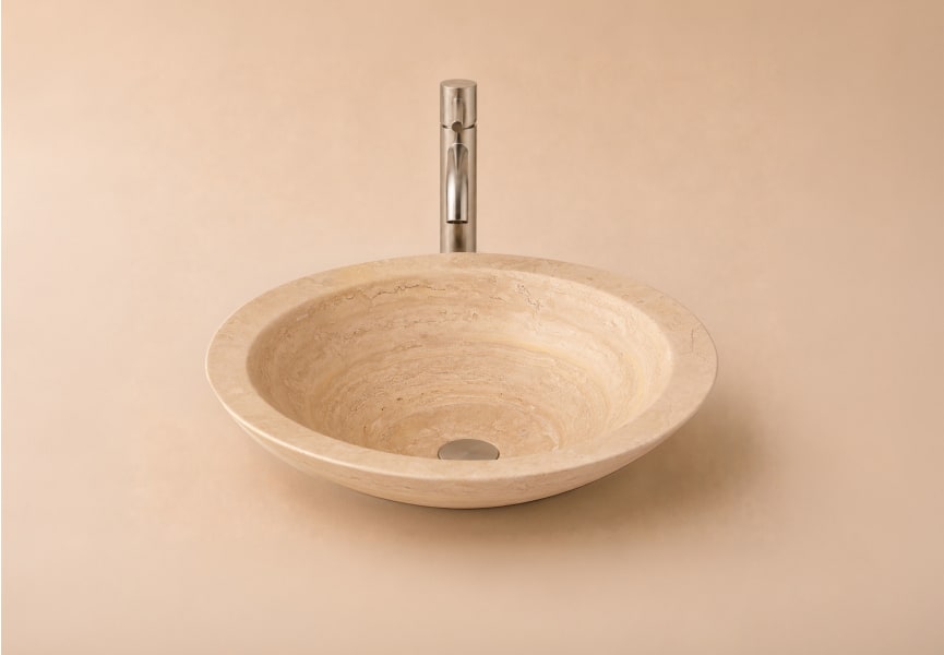 Lavabo de mármol natural Cónico Bruntec ambiente 2