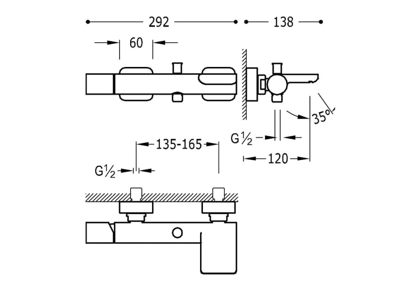 Pack grifo de lavabo + grifo de bañera Loft de Tres croquis 4