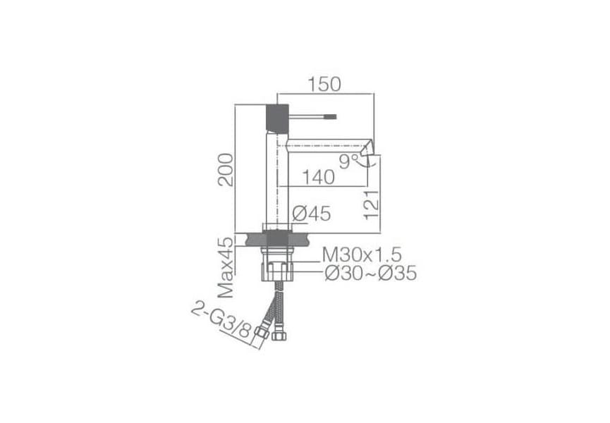 Grifo de lavabo Line Imex croquis 7