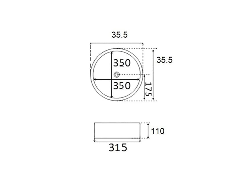 Lavabo sobre encimera Titan Bruntec croquis 5