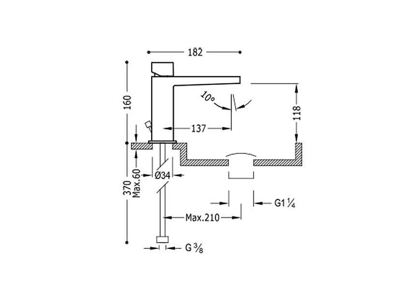 Grifo de lavabo Slim Exclusive Tres croquis 1