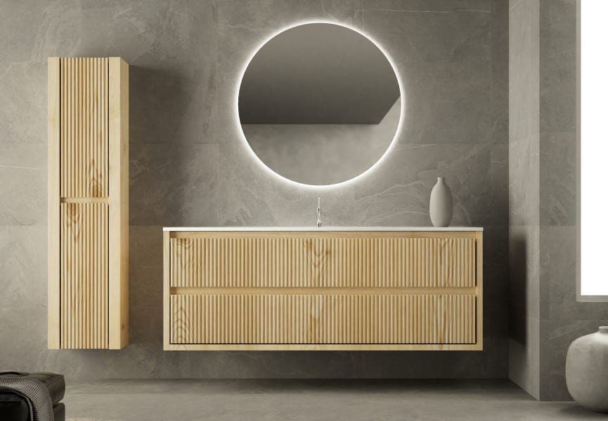 Mueble de baño madera maciza con encimera solid surface Alpes 19 Bruntec principal 0