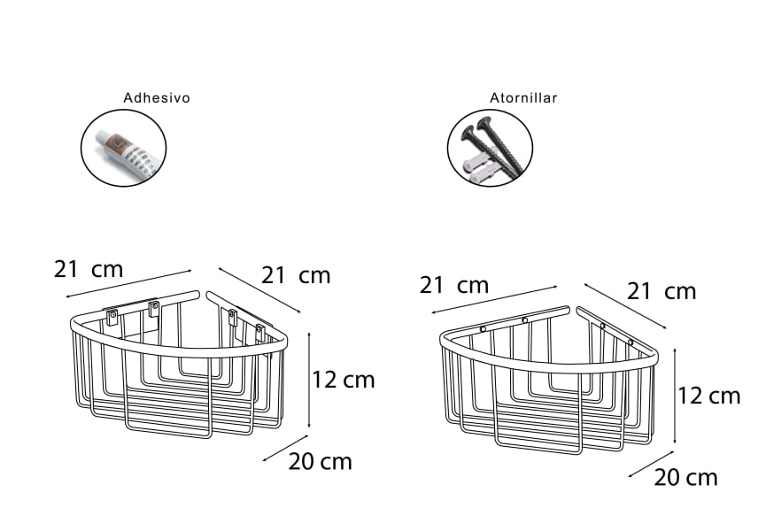 Estante para ducha 600 Bruntec croquis 2