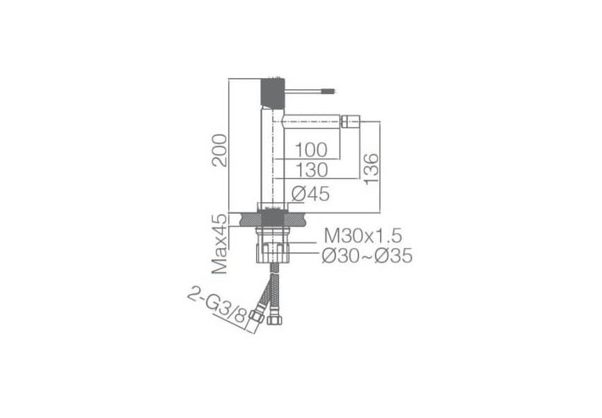 Grifo de bidé Line Imex croquis 6