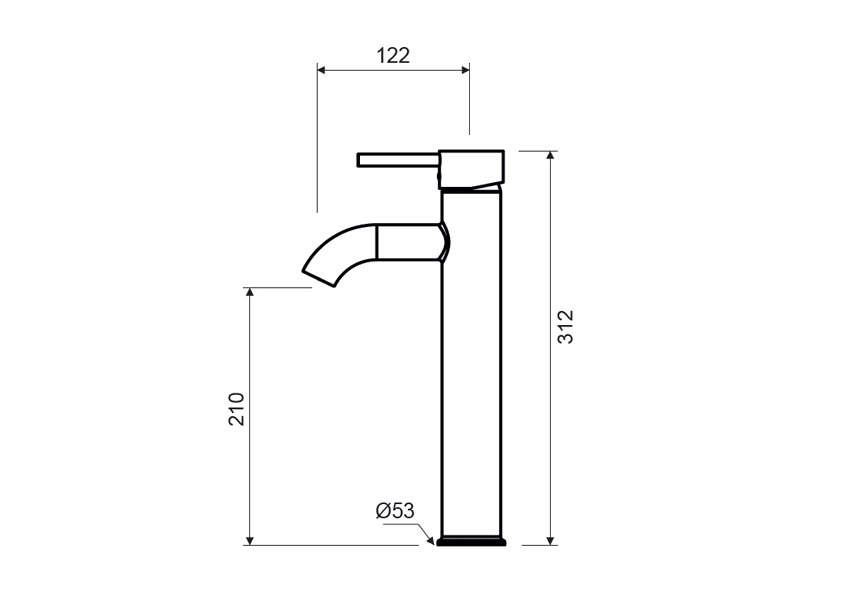 Grifo de lavabo Cronos Lluvibath croquis 1
