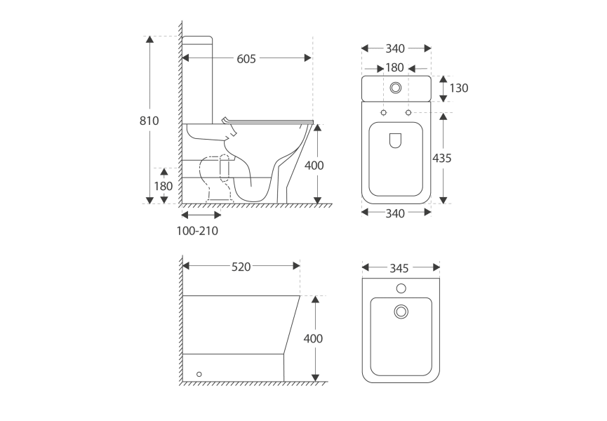 Pack Inodoro + bidé New París Bruntec croquis 7