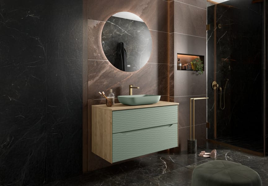 Mueble de baño con encimera de madera Sahara Coycama principal 2
