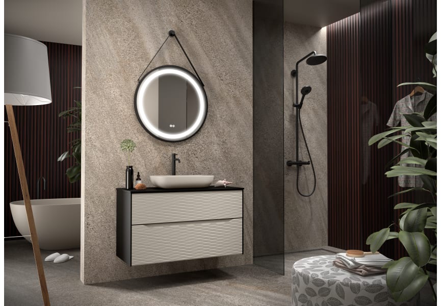 Mueble de baño con encimera de madera Sahara Coycama principal 2